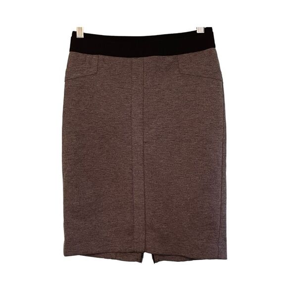 BCBG MaxAzria Pencil Skirt Gray Black Stretch‎ Knit Mini Zipper Detail XS - Picture 1 of 8